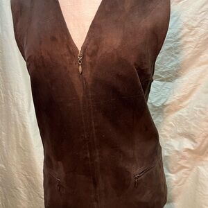 Liz Claiborne Chocolate Brown Suede Zip Vest